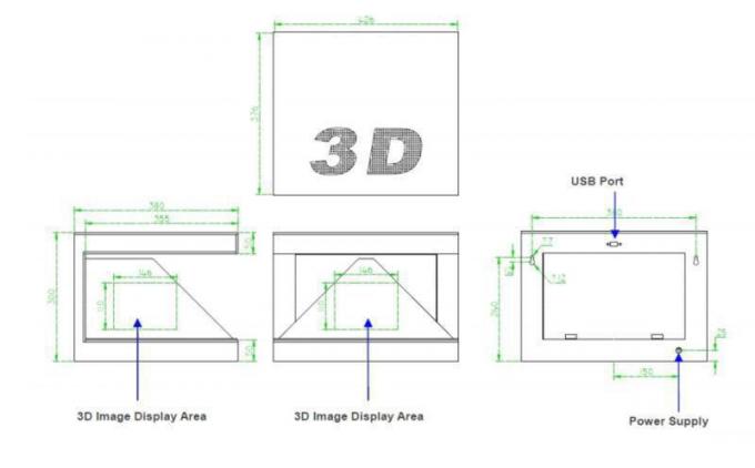 4 система показа /holographic дисплея сторон голографических 3Д для дисплея ювелирных изделий/дозора