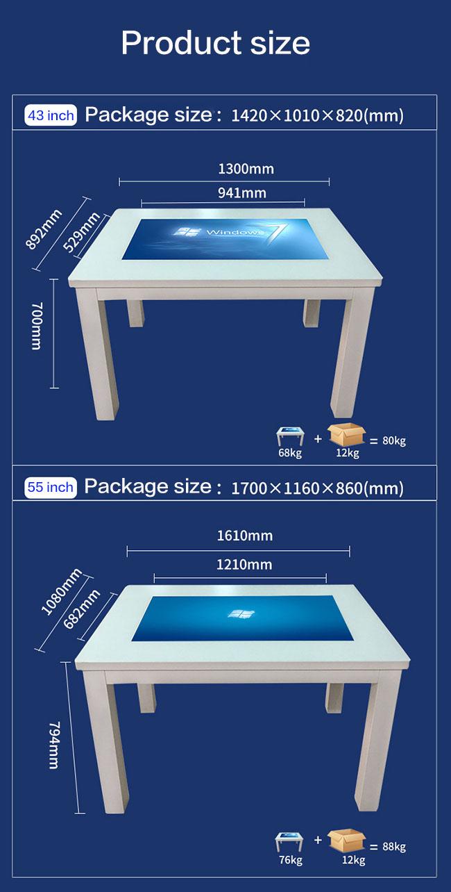 Журнальный стол касания экрана касания взаимодействующего Multi касания 43 дюймов умный водоустойчивый для кафа/гостиницы/ресторана/офиса/дома